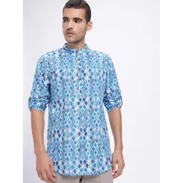 Anouk Rustic Ethnic Motifs Print Band Collar Roll-Up Sleeves Straight Kurta-picture-27