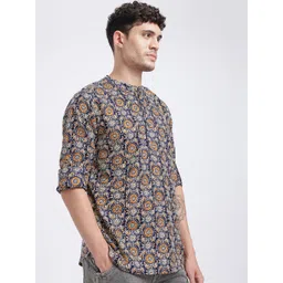 Anouk Rustic Ethnic Motifs Printed Pure Cotton Band Collar Straight Kurta-picture-32