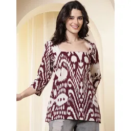 Anouk Rustic Ethnic Motifs Printed Square Neck Pure Cotton Kurti-picture-11