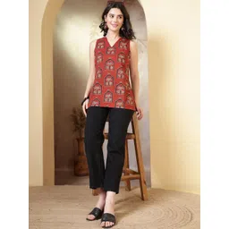 Anouk Rustic Ethnic Motifs Printed V-Neck Pure Cotton Kurti-picture-37