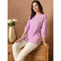 Anouk Rustic Ethnic Motifs Printed V-Neck Pure Cotton Kurti-picture-38