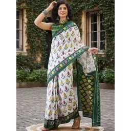 Anouk Rustic Ethnic Motifs Pure Cotton Handloom Ikat Saree-image-5