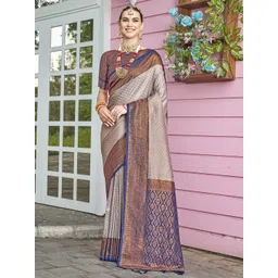 Anouk Rustic Ethnic Motifs Woven Design Banarasi Saree With Blouse Piece-picture-15