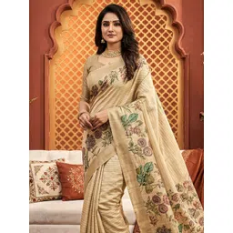 Anouk Rustic Floral Linen Blend Tussar Saree-picture-19