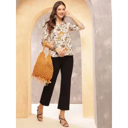 Anouk Rustic Floral Print Mandarin Collar Cotton Top-picture-34