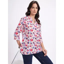 Anouk Rustic Floral Print Mandarin Collar Straight Kurti-picture-32