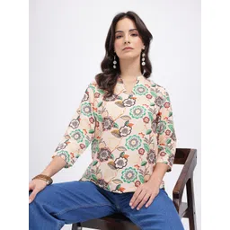Anouk Rustic Floral Print Mandarin Collar Straight Kurti-picture-30