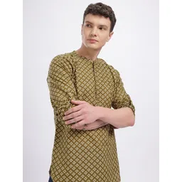 Anouk Rustic Floral Printed Band Collar Roll-Up Sleeves Straight Kurta-picture-29