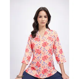 Anouk Rustic Floral Printed Mandarin Collar Straight Kurti-picture-34