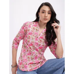 Anouk Rustic Floral Printed Mandarin Collar Straight Kurti-picture-34