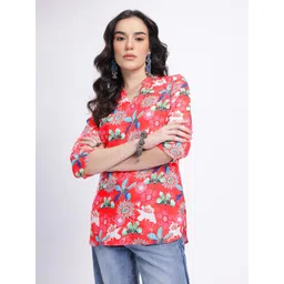 Anouk Rustic Floral Printed Mandarin Collar Straight Kurti-picture-40