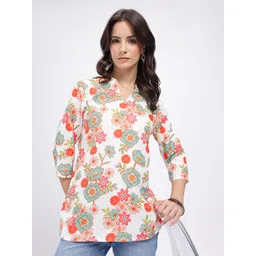 Anouk Rustic Floral Printed Mandarin Collar Straight Kurti-picture-12