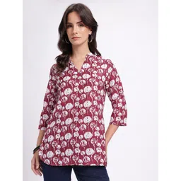 Anouk Rustic Floral Printed Mandarin Collar Straight Kurti-picture-12