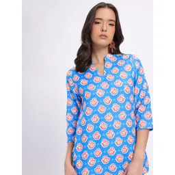 Anouk Rustic Floral Printed Mandarin Collar Straight Kurti-picture-35