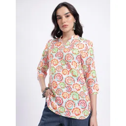 Anouk Rustic Floral Printed Mandarin Collar Straight Kurti-picture-17