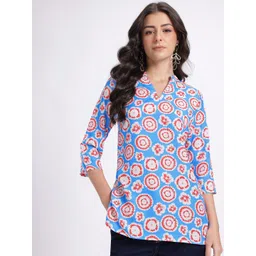 Anouk Rustic Floral Printed Mandarin Collar Straight Kurti-picture-28