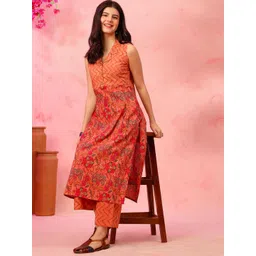 Anouk Rustic Floral Printed Pure Cotton Straight Kurta with Trouser-picture-37