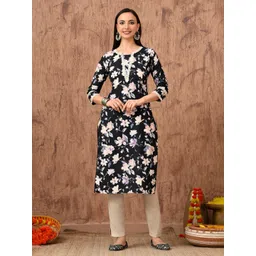Anouk Rustic Floral Printed Round Neck Straight Cotton Kurta-picture-29