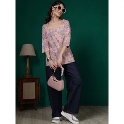 Anouk Rustic Floral Printed Square Neck Pure Cotton Kurti-picture-33