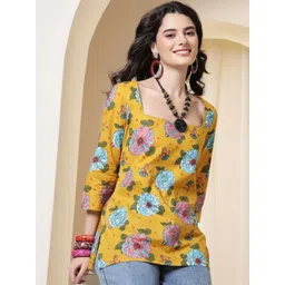 Anouk Rustic Floral Printed Square Neck Pure Cotton Kurti-picture-36