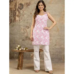 Anouk Rustic Floral Printed Square Neck Pure Cotton Kurti image 5