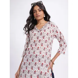 Anouk Rustic Floral Printed Thread Work V-Neck Straight Kurta-picture-14