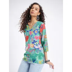 Anouk Rustic Floral Printed V-Neck Kurti-picture-37