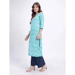 Anouk Rustic Floral Printed V-Neck Pure Cotton Straight Kurta image 2