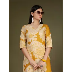 Anouk Rustic Floral Printed V-Neck Pure Cotton Straight Kurta With Palazzos-picture-21