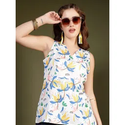 Anouk Rustic Floral Printed V-Neck Pure Crepe Kurti-picture-34