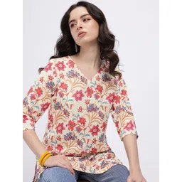 Anouk Rustic Floral Printed V-Neck Straight Kurti-picture-23