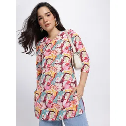 Anouk Rustic Floral Printed V-Neck Straight Kurti-picture-38