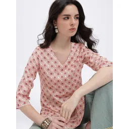 Anouk Rustic Floral Printed V-Neck Straight Kurti-picture-24