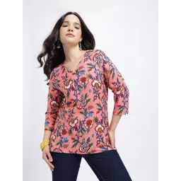 Anouk Rustic Floral Printed V-Neck Straight Kurti-picture-10