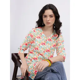 Anouk Rustic Floral Printed V-Neck Straight Kurti-picture-15