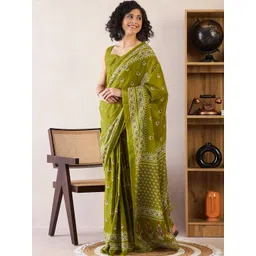 Anouk Rustic Floral Ready to Wear Bagru Saree-picture-16