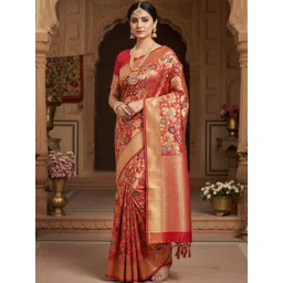 Anouk Rustic Floral Woven Design Zari Banarasi Saree-picture-18