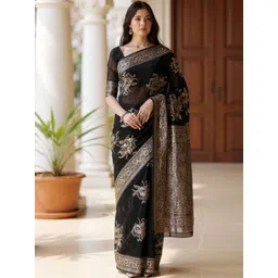 Anouk Rustic Floral Woven Design Zari Banarasi Saree-picture-27