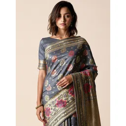 Anouk Rustic Floral Woven Design Zari Banarasi Saree-picture-16