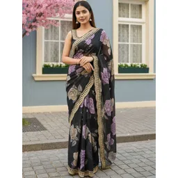 Anouk Rustic Floral Zari Poly Georgette Designer Saree-picture-23