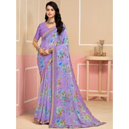 Anouk Rustic Floral Zari Pure Chiffon Dabu Saree-picture-39