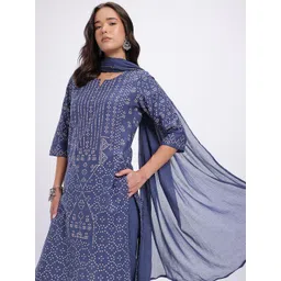 Anouk Rustic Geometric Printed Gotta Patti Pure Cotton Regular Kurta Set-picture-12