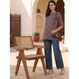 Anouk Rustic Geometric Printed Kurti image 1