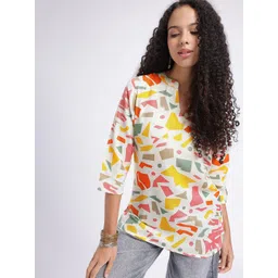 Anouk Rustic Geometric Printed Mandarin Collar Straight Kurti-picture-32