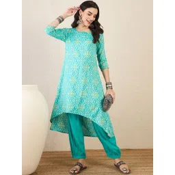 Anouk Rustic Geometric Printed Round Neck Straight Pure Cotton Kurta With Trousers-picture-26