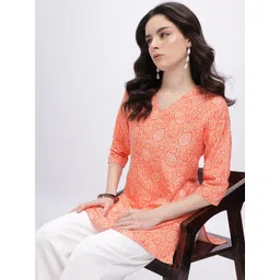 Anouk Rustic Geometric Printed V-Neck Kurti-picture-34