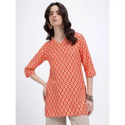 Anouk Rustic Geometric Printed V-Neck Straight Kurti-picture-19