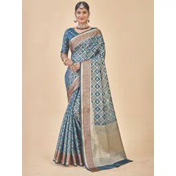Anouk Rustic Geometric Woven Design Zari Banarasi Saree-picture-27