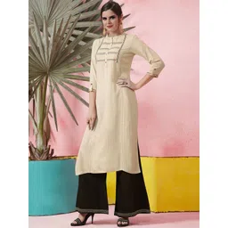 Anouk Rustic Geometric Yoke Design Thread Work Kurta With Palazzos-picture-14