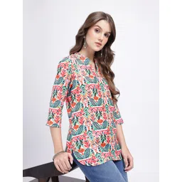 Anouk Rustic Ikat Print Mandarin Collar Straight Kurti-picture-39